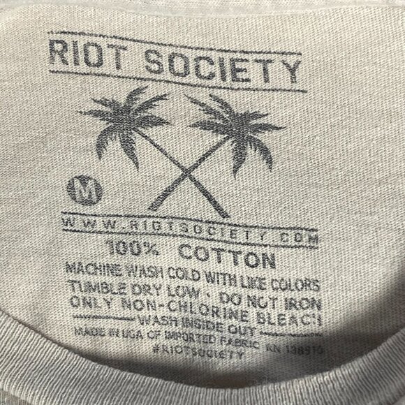 Riot Society Cream Graphic Tee | Embroidered Rose | 100% Cotton | Size M - Picture 4 of 4